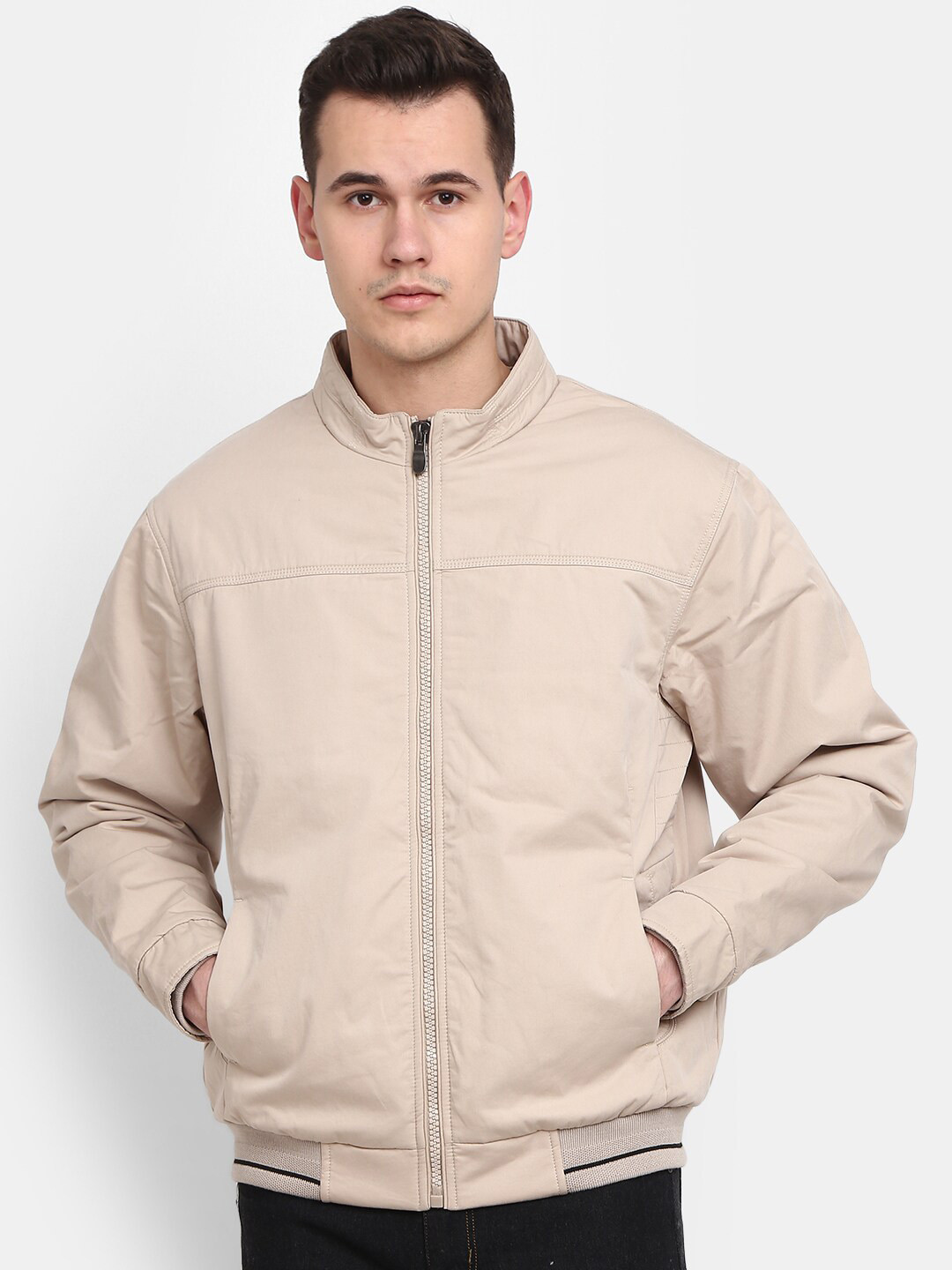 

V-Mart Men Training or Gym Bomber Jacket, Cream