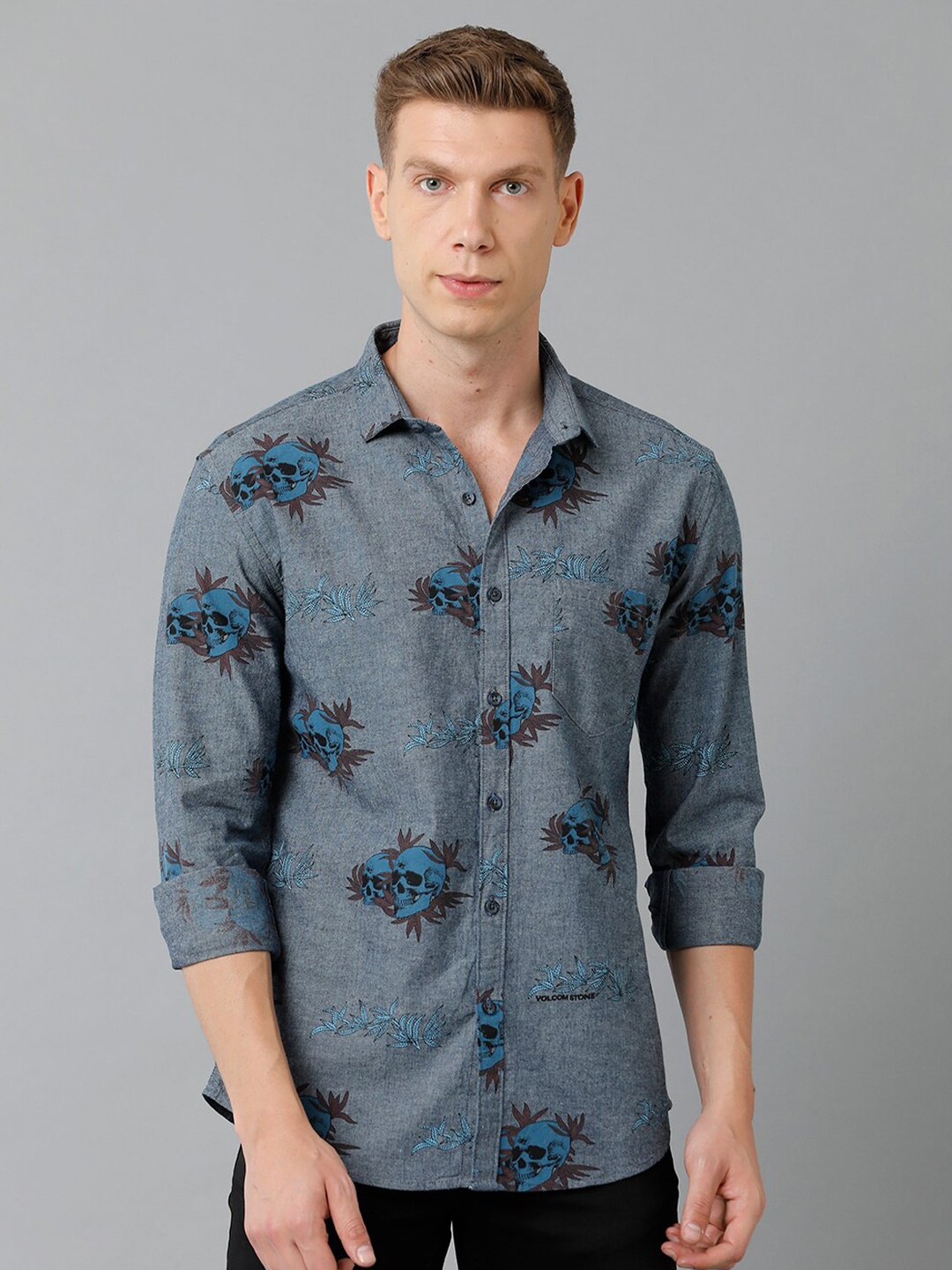 

YOVISH Men Comfort Floral Printed Cotton Casual Shirt, Grey