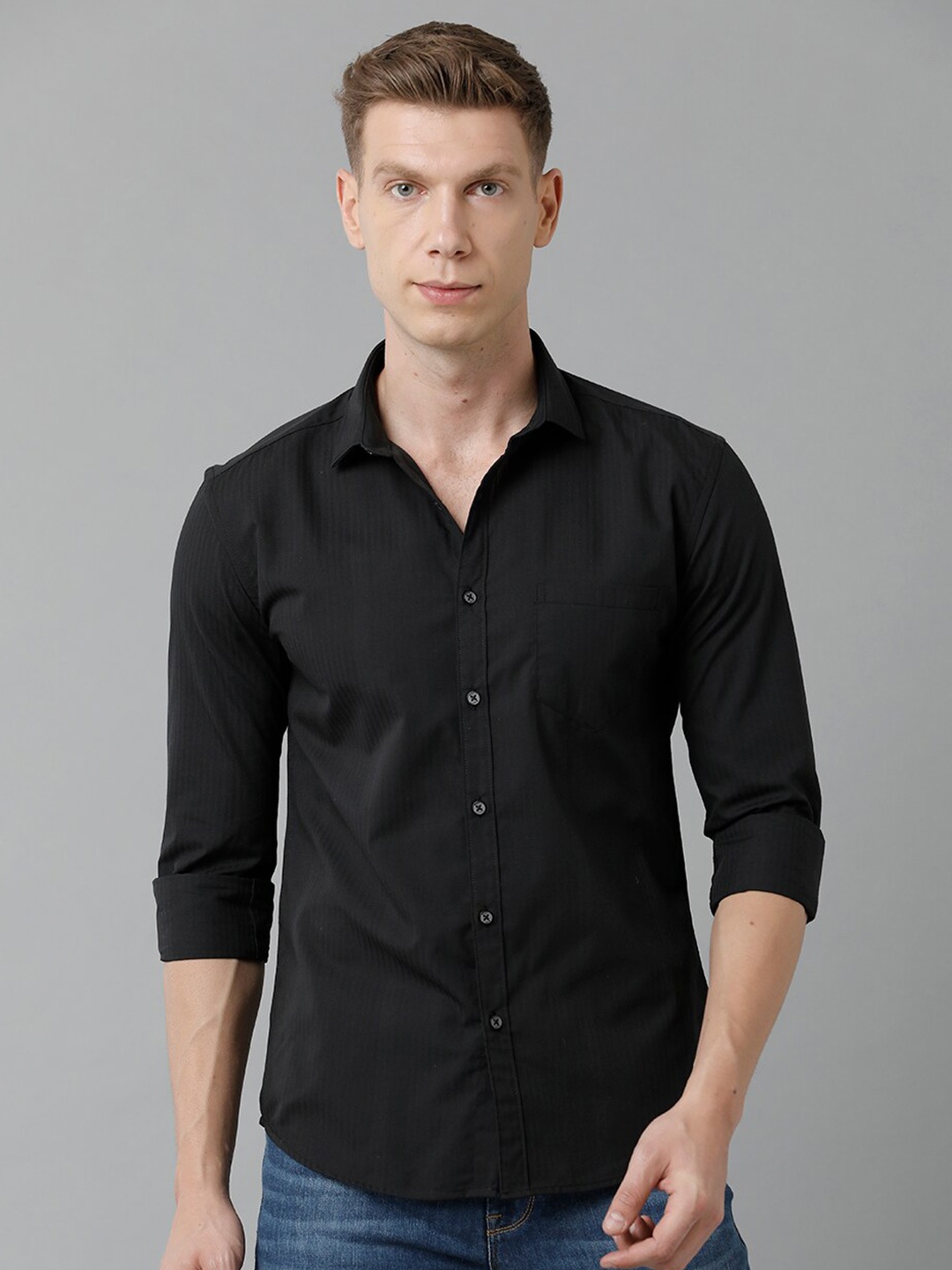 

YOVISH Men Comfort Casual Cotton Shirt, Black
