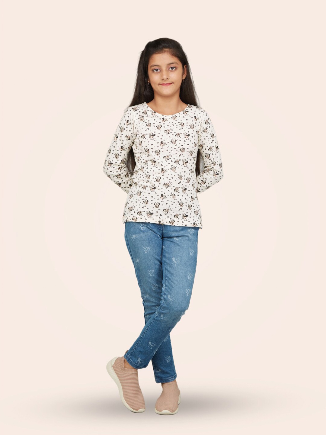 

Zalio Girls Floral Printed Pure Cotton Top with Trousers, White