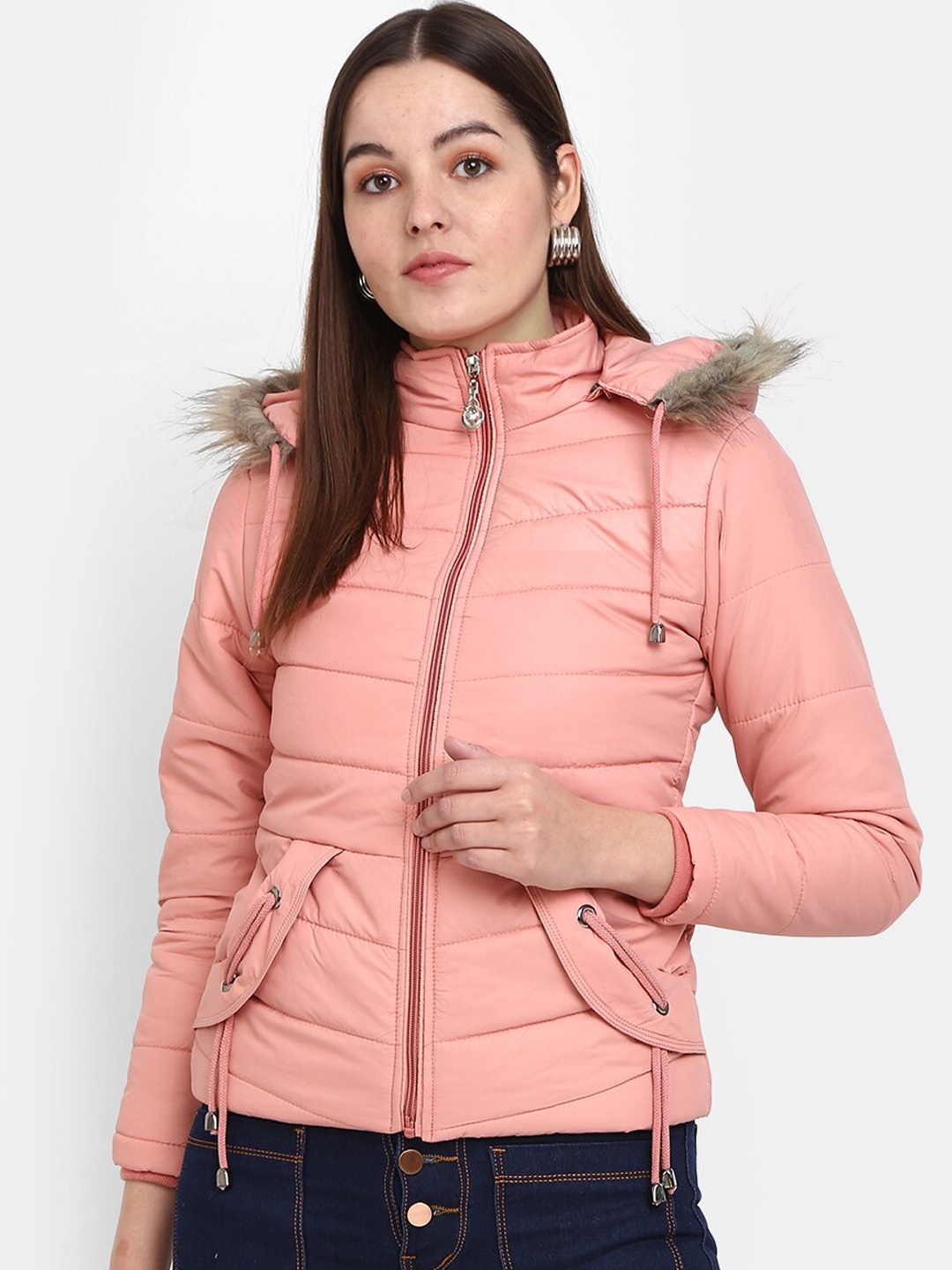 

V-Mart Women Hooded Cotton Padded Jacket, Pink