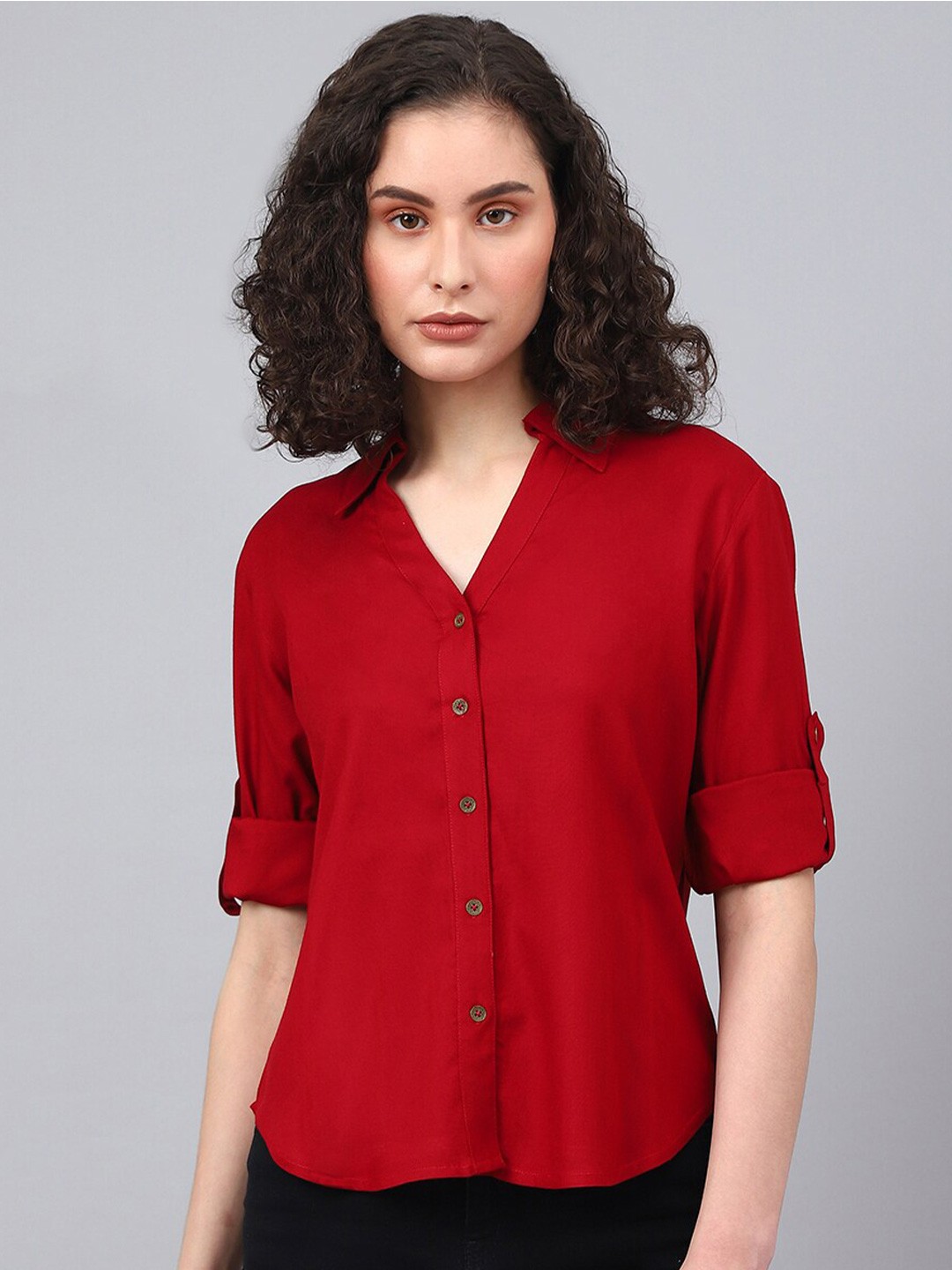 

DEEBACO Women Premium Casual Shirt, Maroon