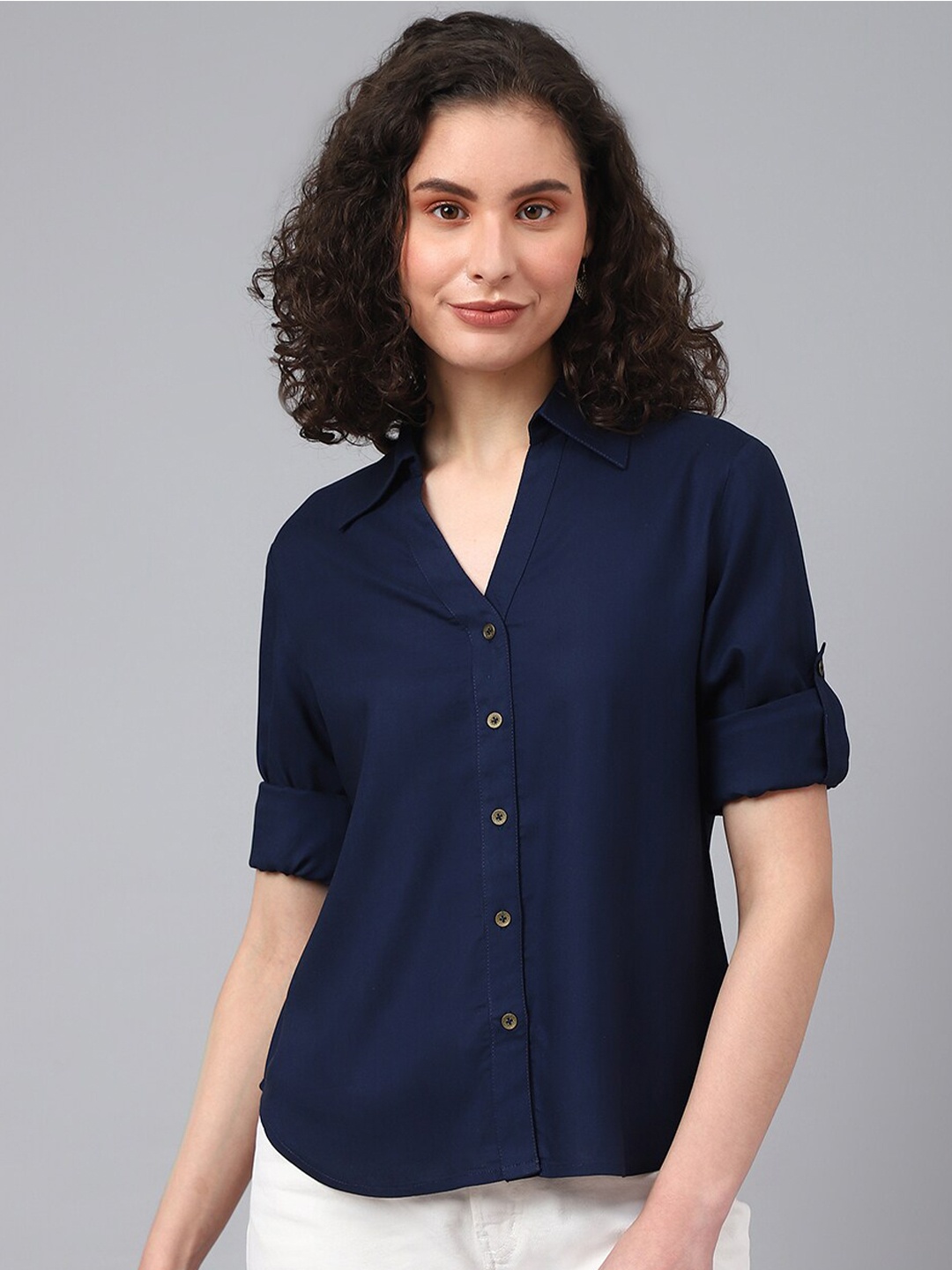 

DEEBACO Women Premium Casual Shirt, Navy blue