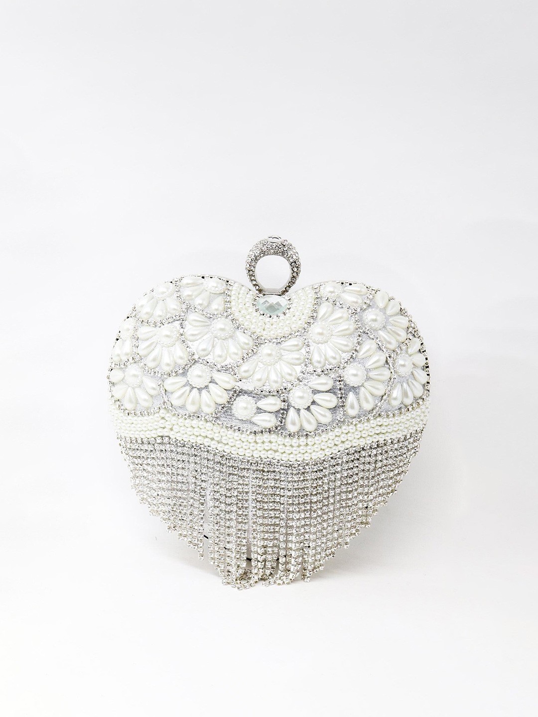 

ODETTE Embellished Box Clutch, Silver