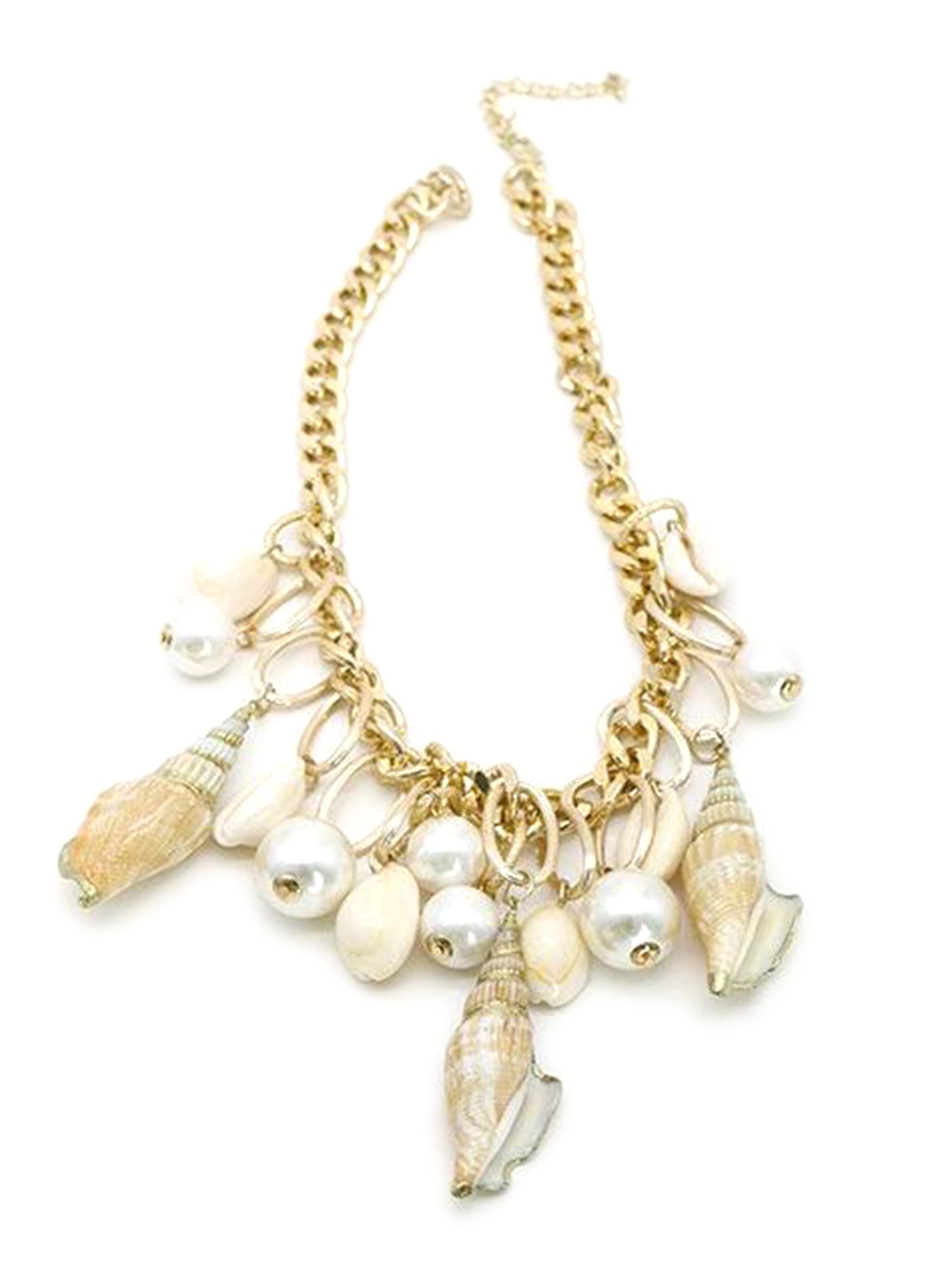 

ODETTE Seashells Beaded Statement Necklace, Gold