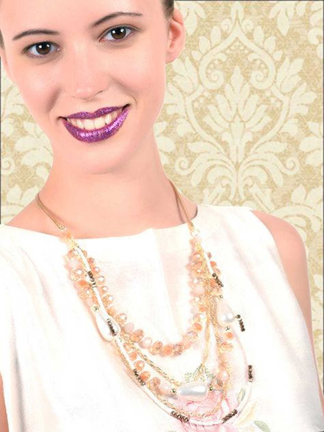 

ODETTE Beaded Layered Necklace, Gold