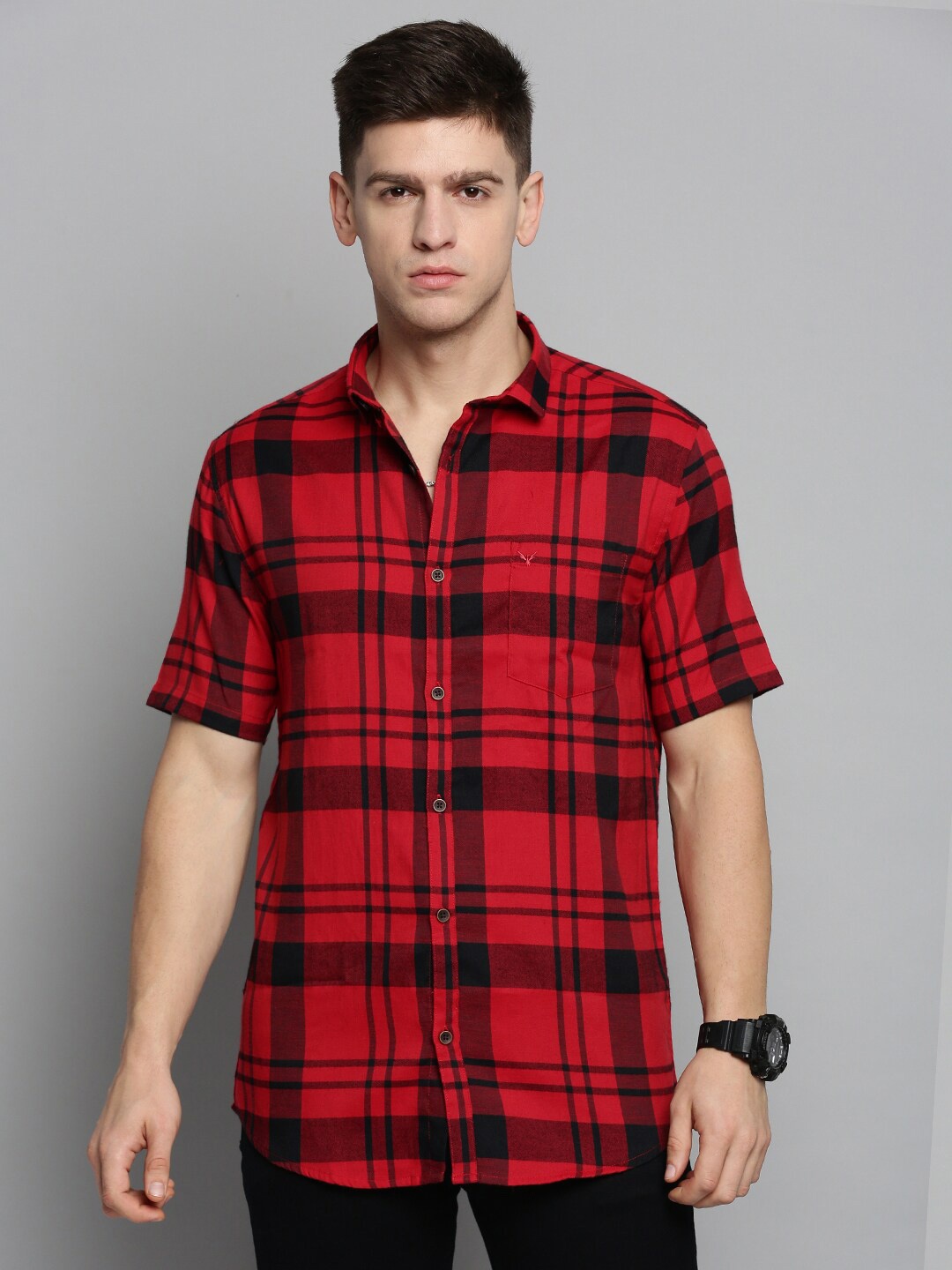 

SHOWOFF Men Classic Tartan Checked Casual Shirt, Red