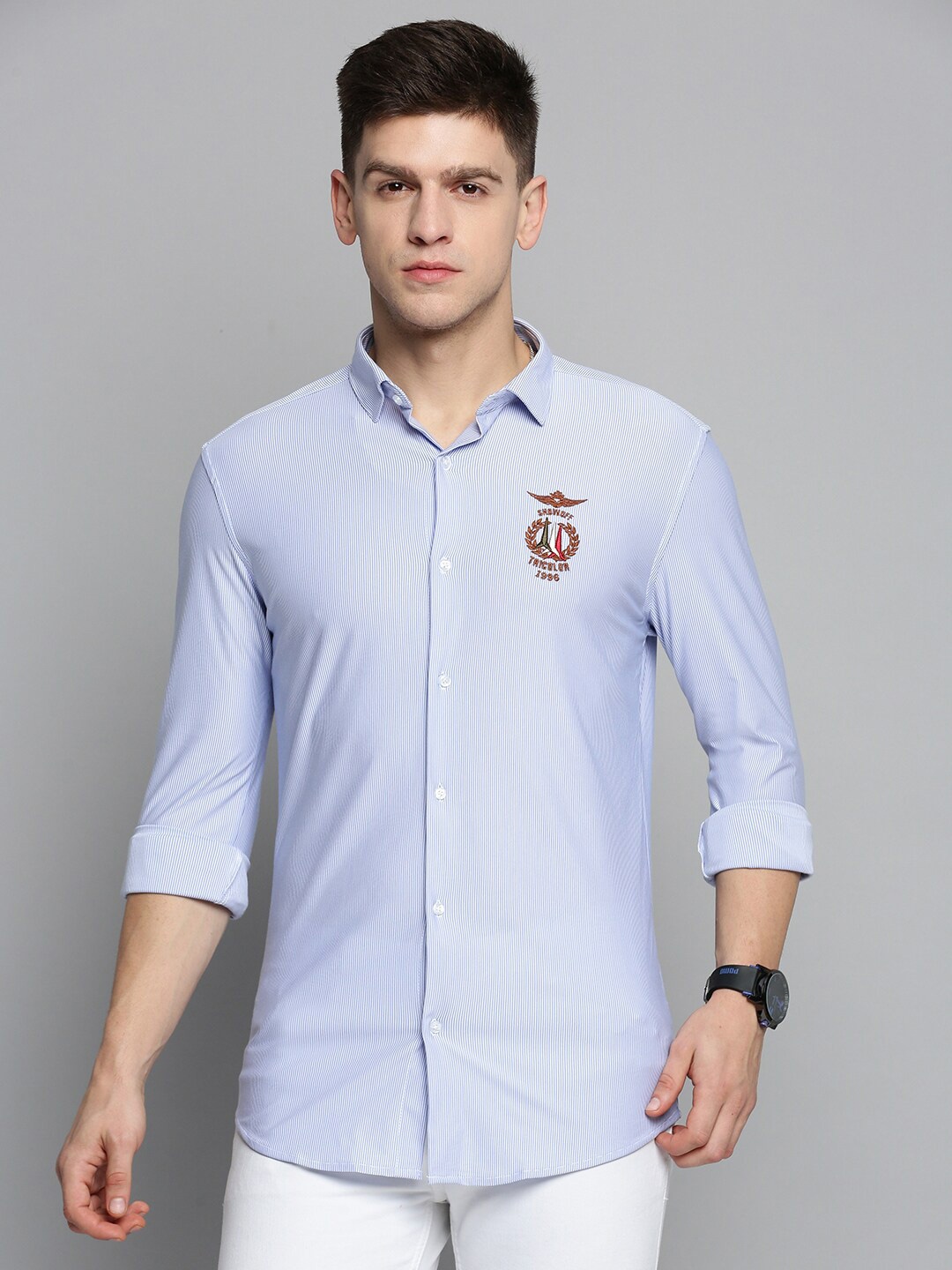 

SHOWOFF Men Classic Striped Cotton Casual Shirt, Blue