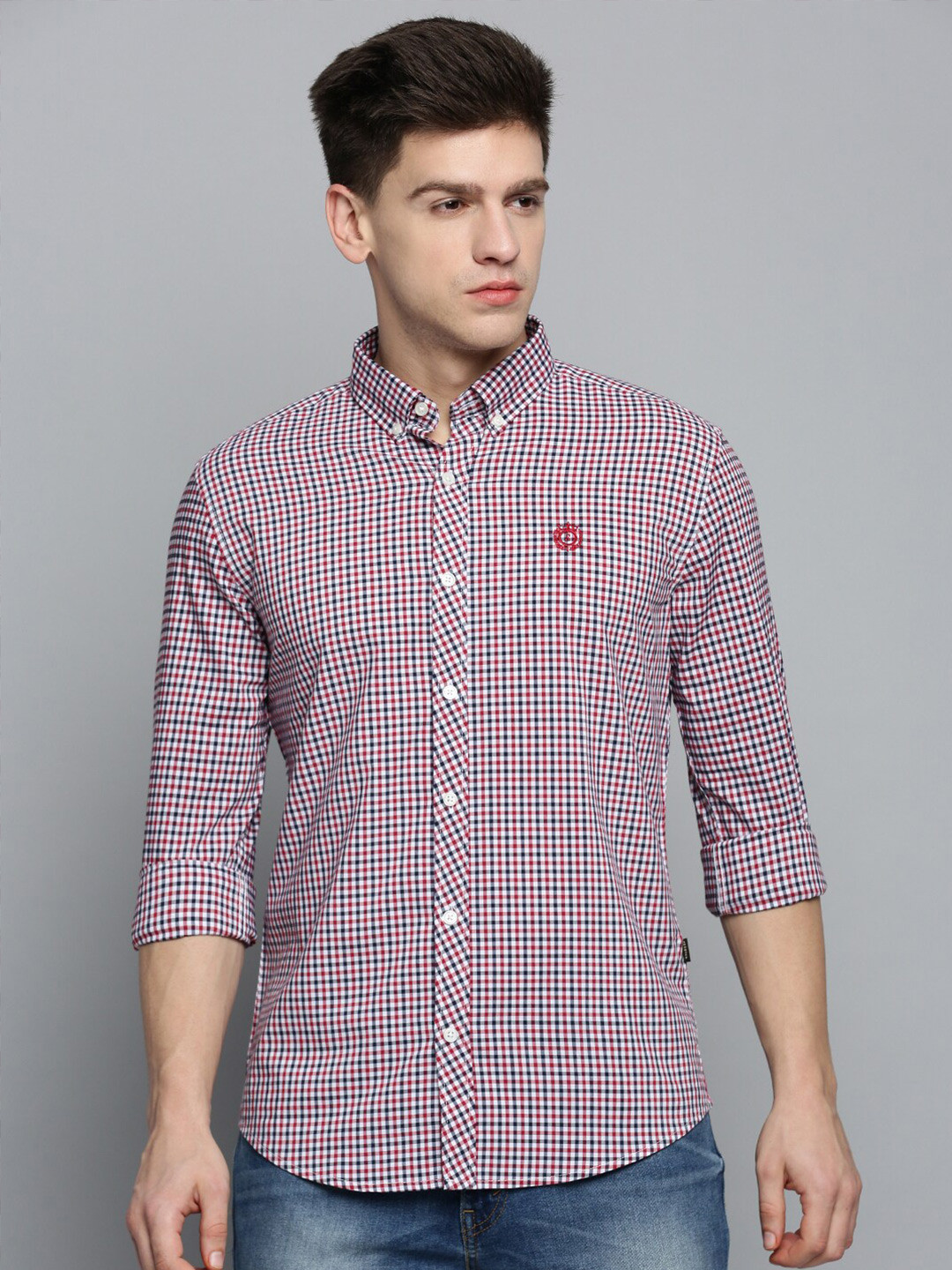 

SHOWOFF Men Comfort Gingham Checks Casual Shirt, White