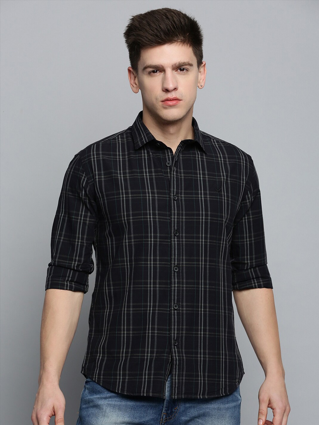 

SHOWOFF Men Classic Tartan Checked Cotton Casual Shirt, Black