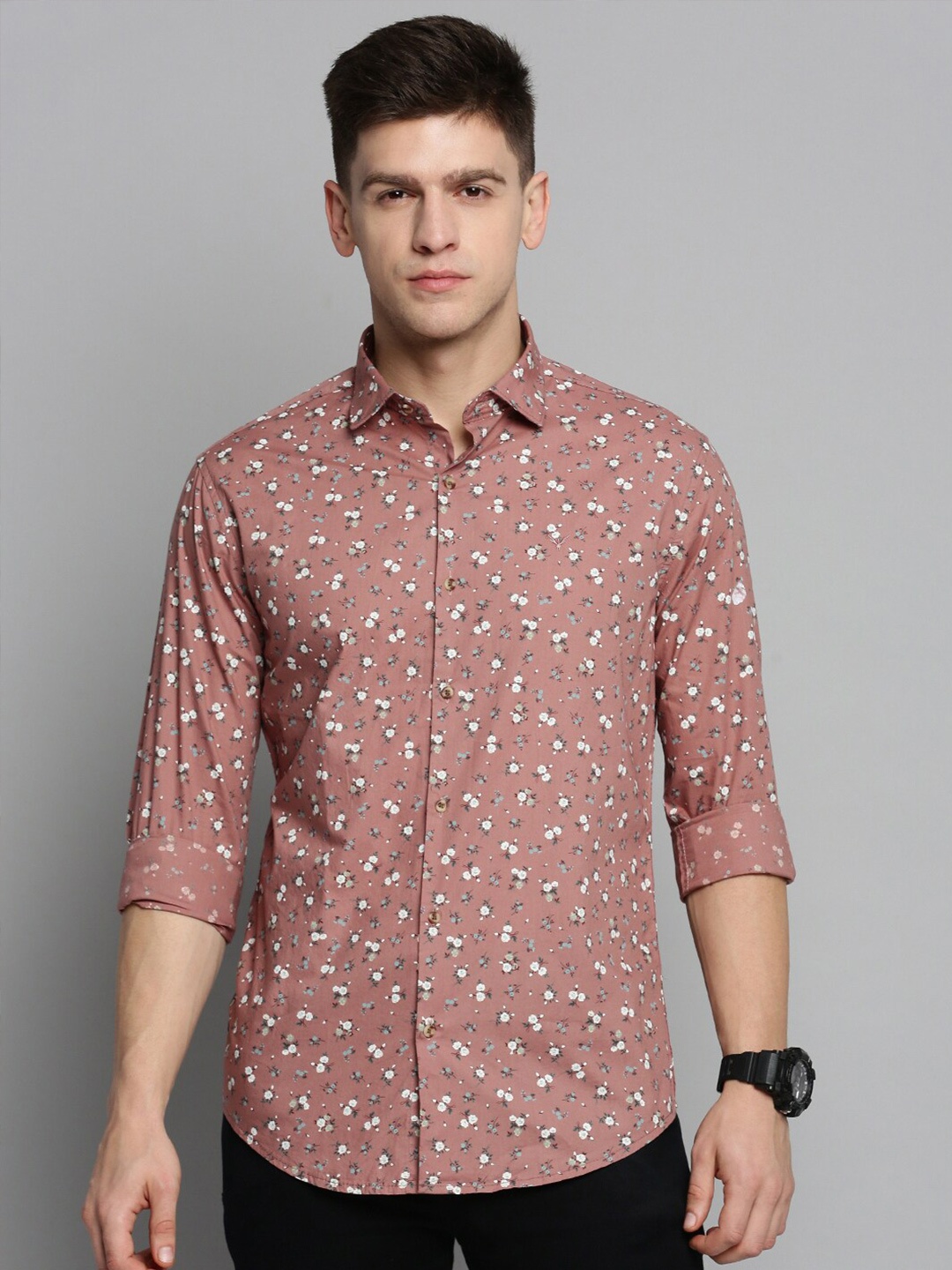 

SHOWOFF Men Mauve Comfort Floral Printed Cotton Casual Shirt