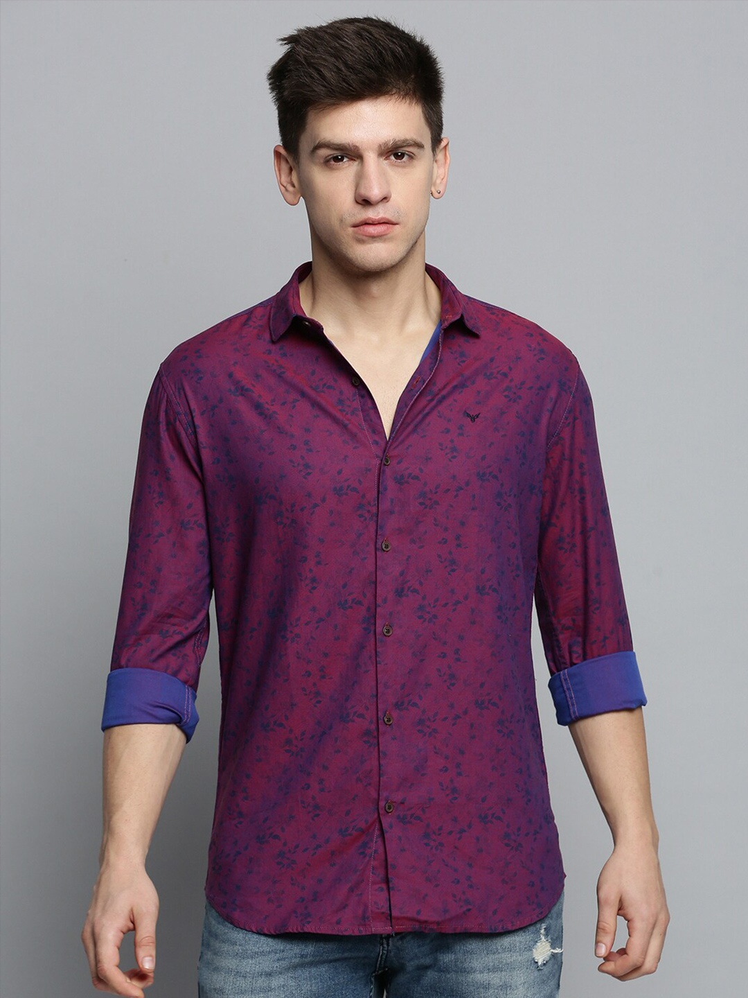 

SHOWOFF Men Comfort Floral Printed Cotton Casual Shirt, Magenta