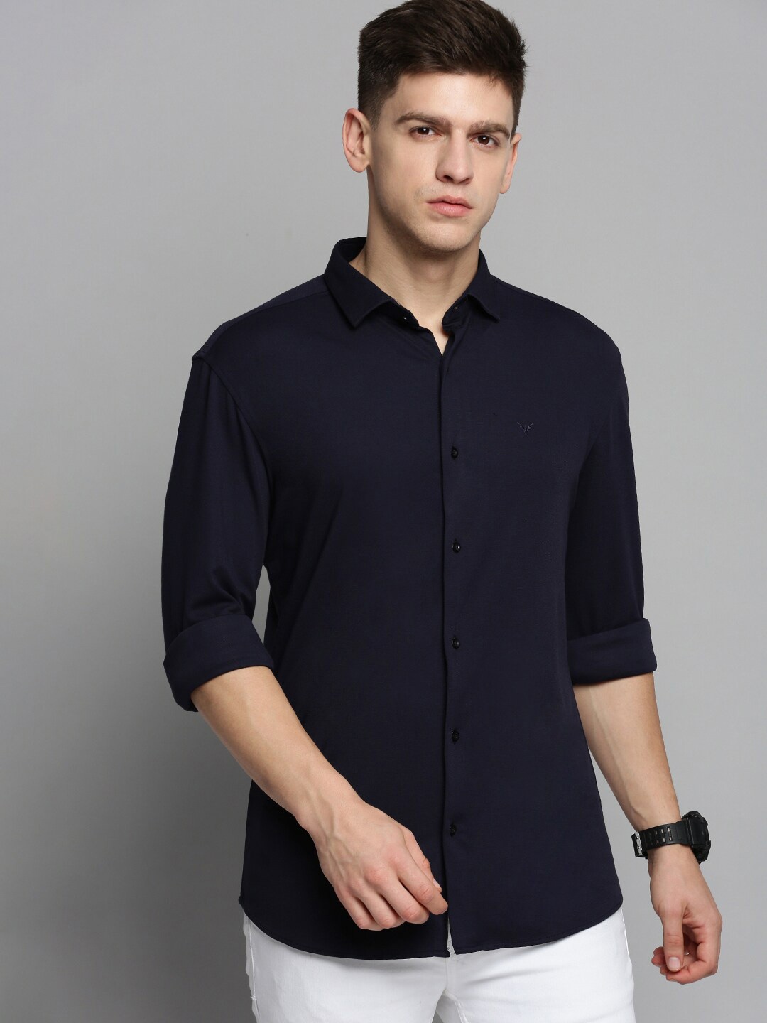 

SHOWOFF Men Comfort Slim Fit Cotton Casual Shirt, Navy blue