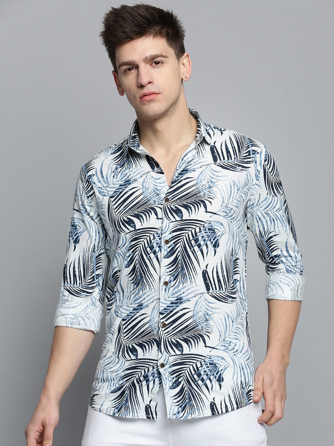 

SHOWOFF Men Comfort Floral Printed Cotton Casual Shirt, White