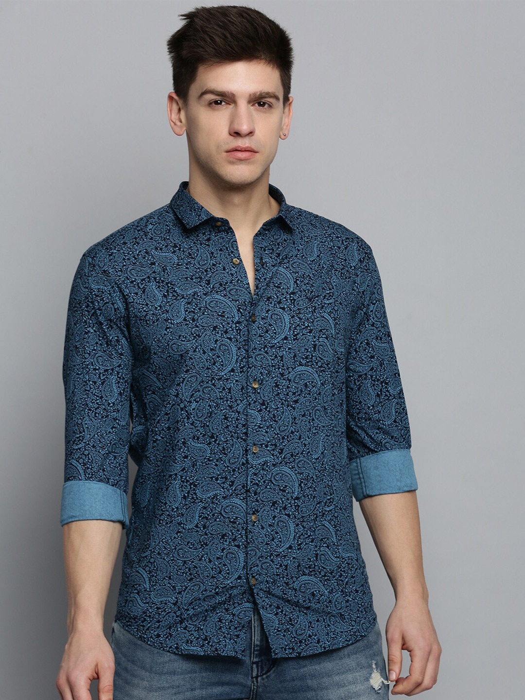 

SHOWOFF Men Floral Printed Casual Cotton Shirt, Black