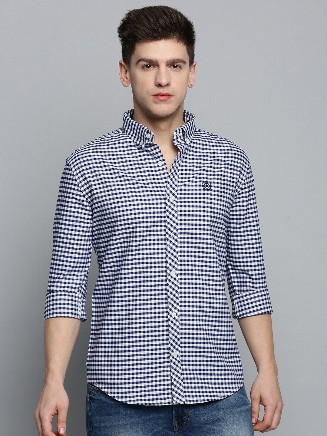 

SHOWOFF Men Comfort Micro Checked Cotton Casual Shirt, White