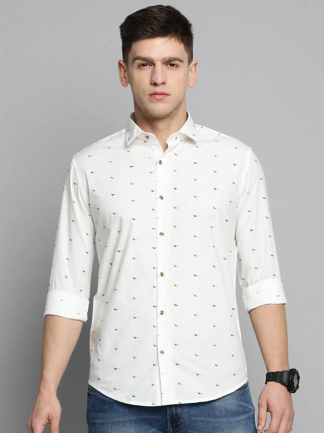 

SHOWOFF Men Comfort Printed Cotton Casual Shirt, White