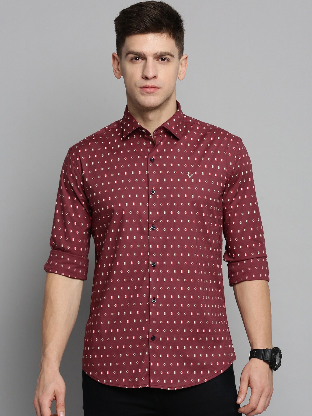 

SHOWOFF Men Maroon Comfort Printed Casual Cotton Shirt
