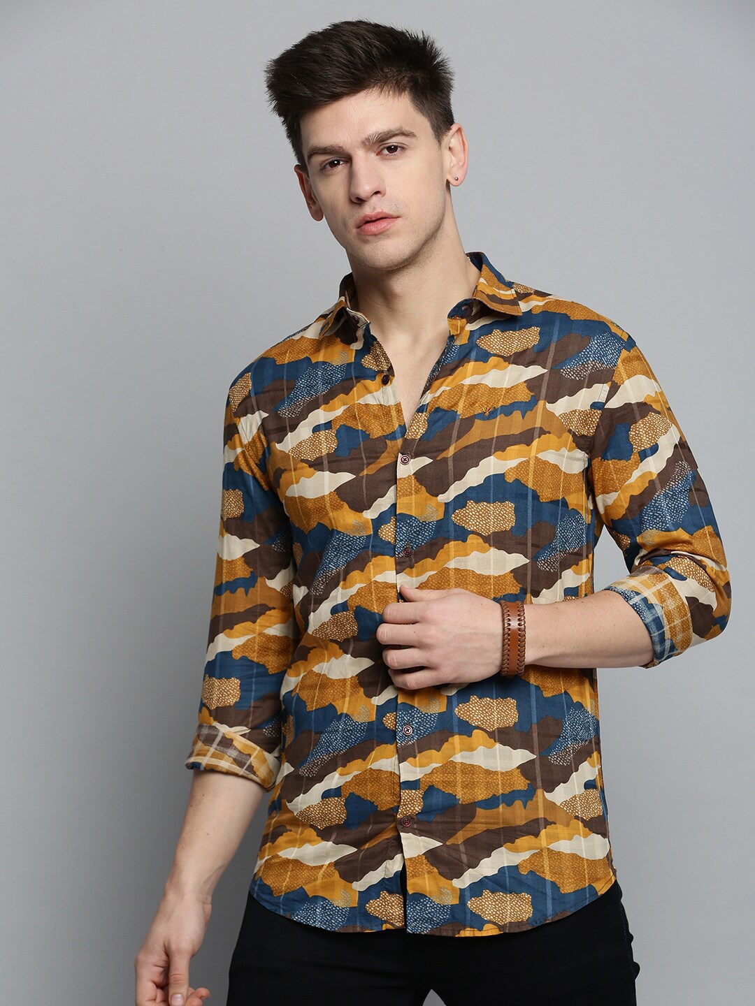 

SHOWOFF Men Comfort Camouflage Casual Cotton Shirt, Blue