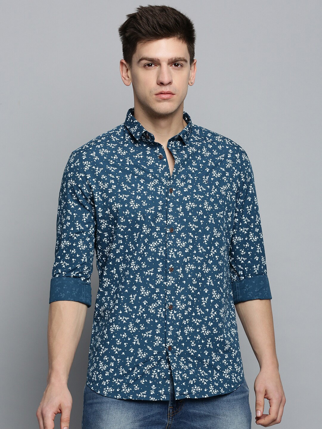 

SHOWOFF Men Comfort Floral Printed Cotton Casual Shirt, Teal