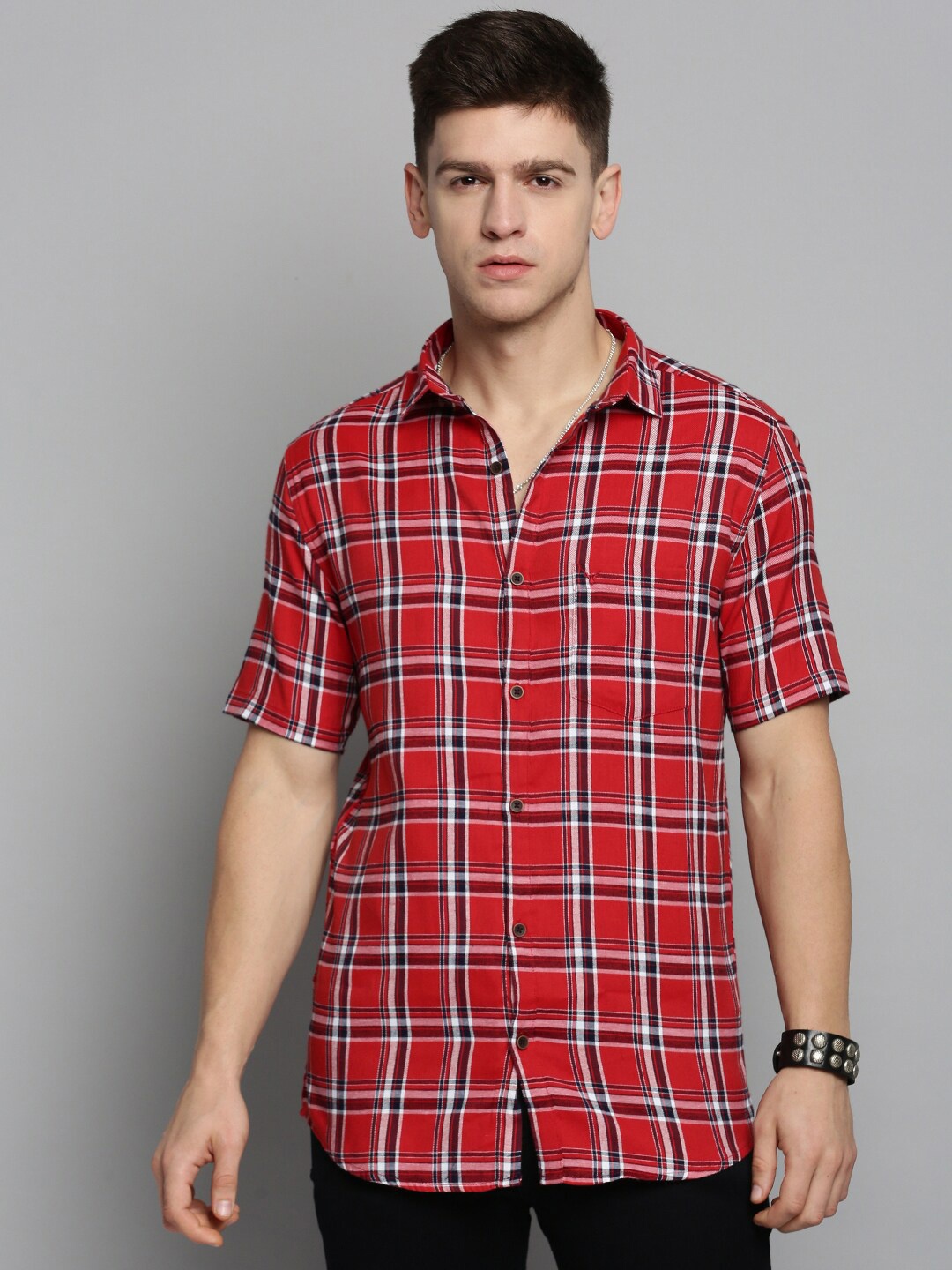 

SHOWOFF Men Classic Tartan Checked Casual Cotton Shirt, Orange