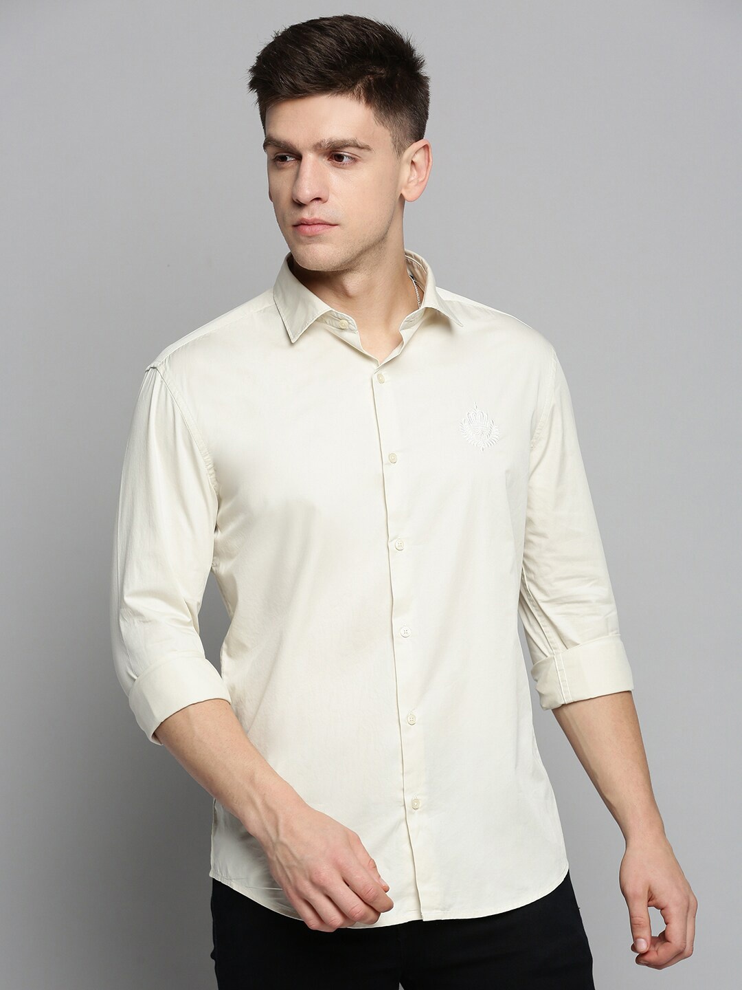 

SHOWOFF Men Classic Casual Cotton Shirt, Cream