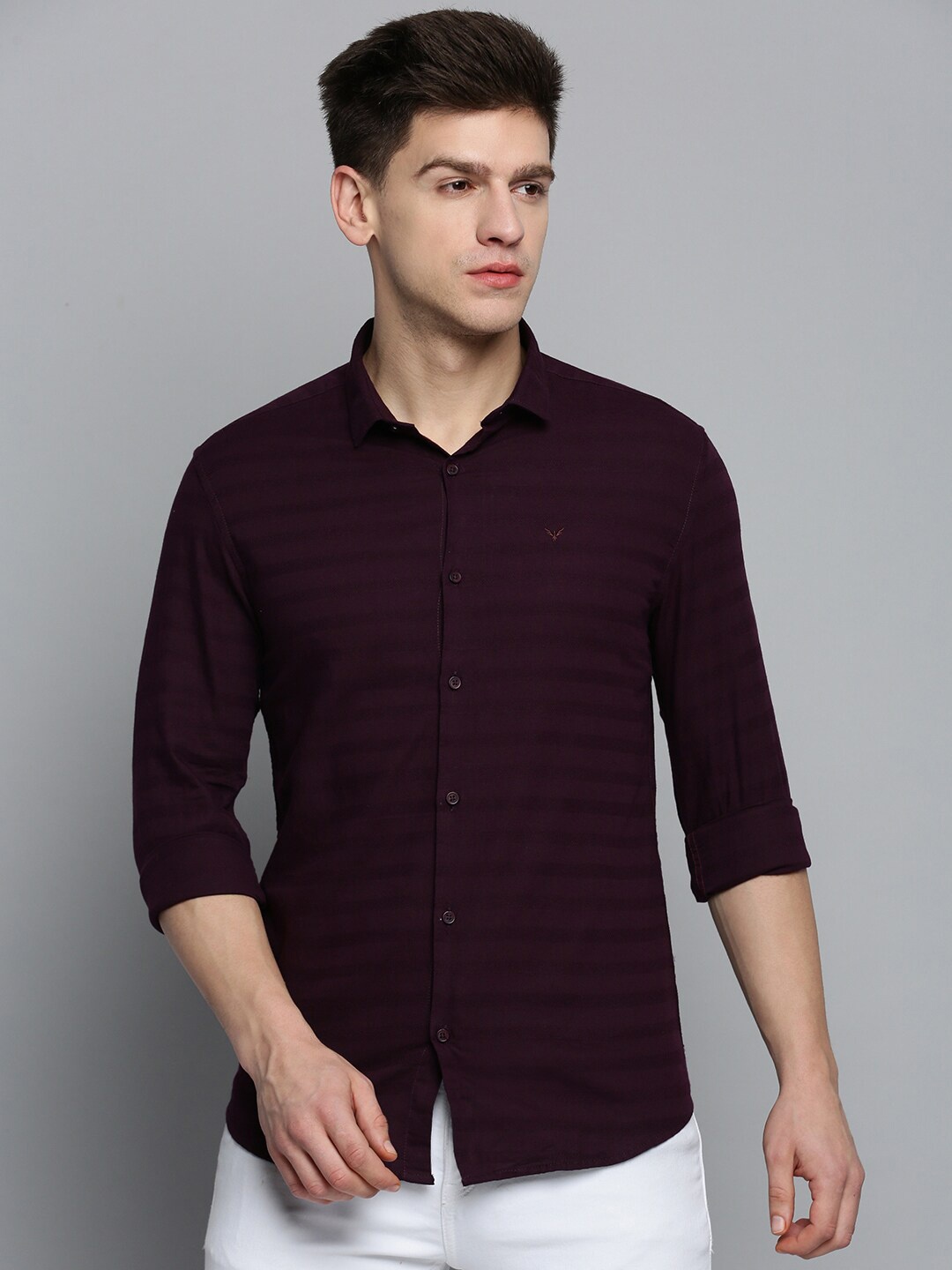 

SHOWOFF Men Classic Horizontal Striped Casual Cotton Shirt, Purple