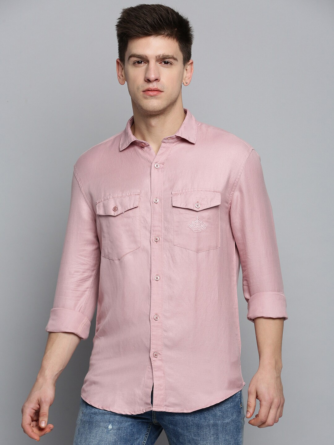 

SHOWOFF Men Comfort Casual Linen Shirt, Mauve