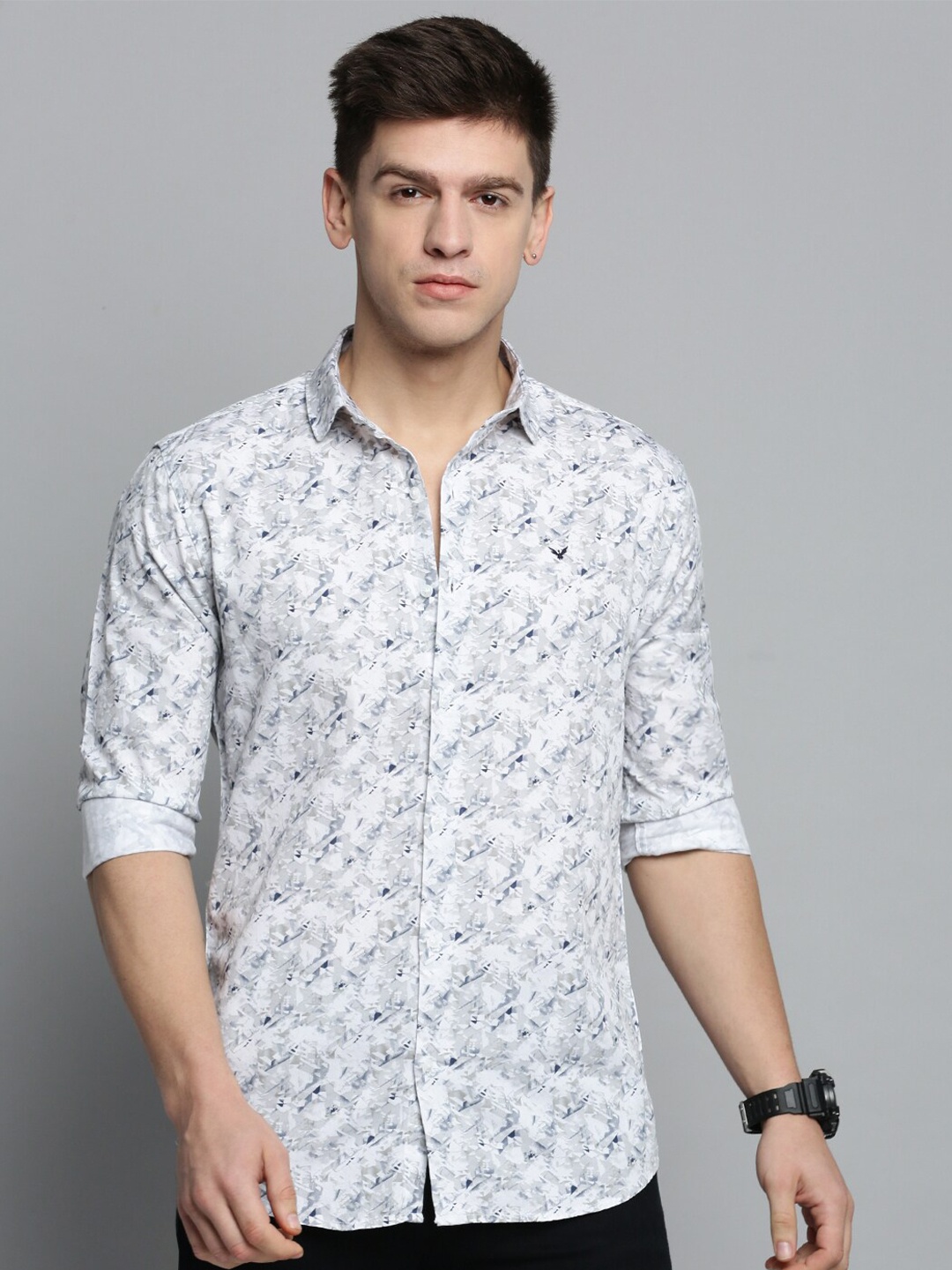 

SHOWOFF Men Comfort Printed Casual Cotton Shirt, White