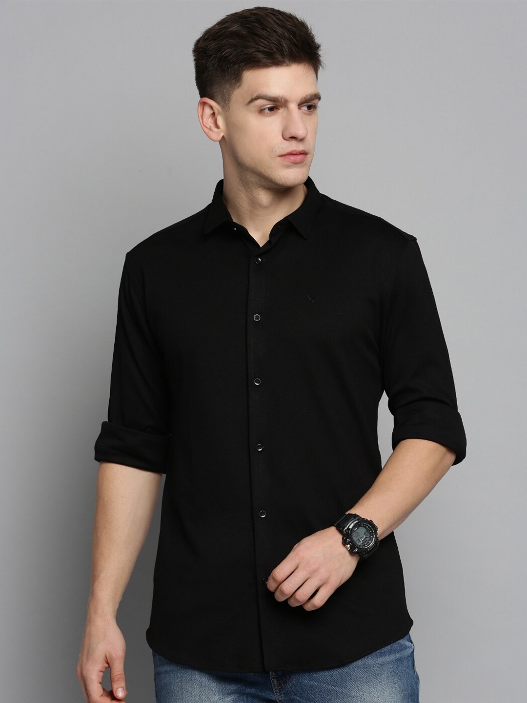 

SHOWOFF Men Comfort Slim Fit Casual Cotton Shirt, Black