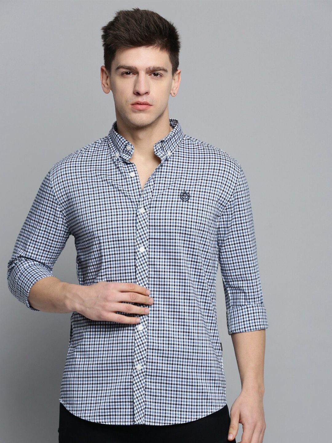 

SHOWOFF Men Comfort Gingham Checked Casual Cotton Shirt, White