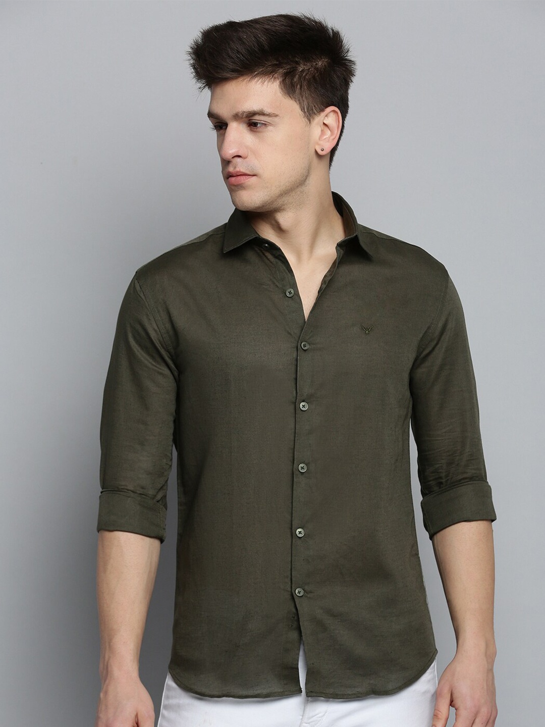 

SHOWOFF Men Classic Casual Cotton Shirt, Olive