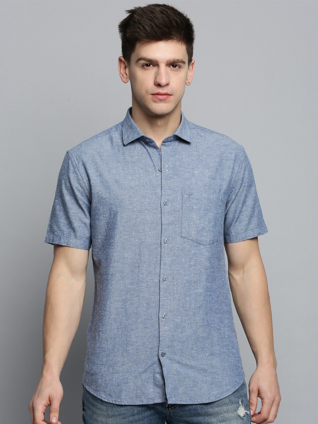 

SHOWOFF Men Comfort Casual Linen Shirt, Blue