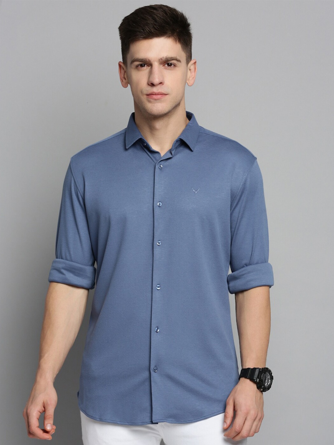 

SHOWOFF Men Comfort Slim Fit Casual Cotton Shirt, Blue