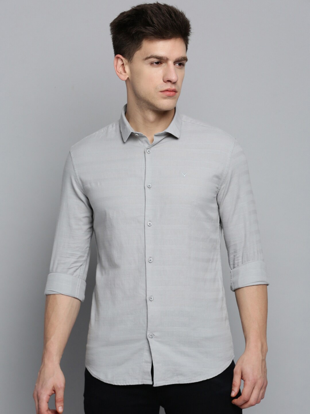 

SHOWOFF Men Classic Horizontal Stripes Casual Cotton Shirt, Grey