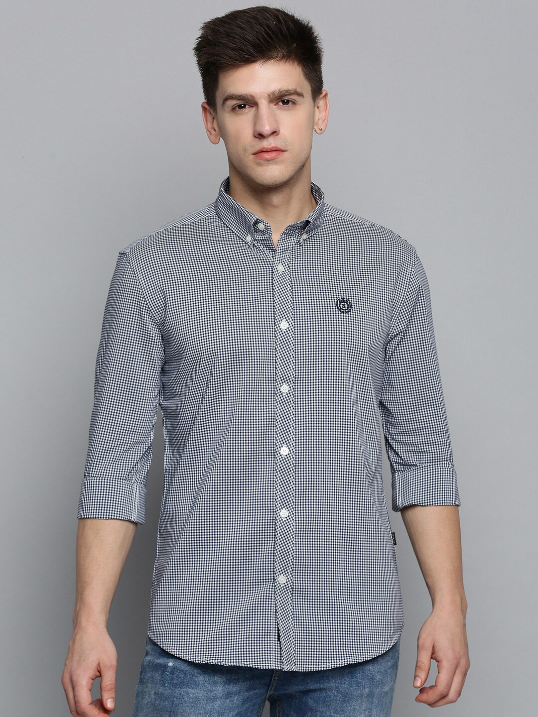 

SHOWOFF Men Comfort Striped Casual Cotton Shirt, Navy blue
