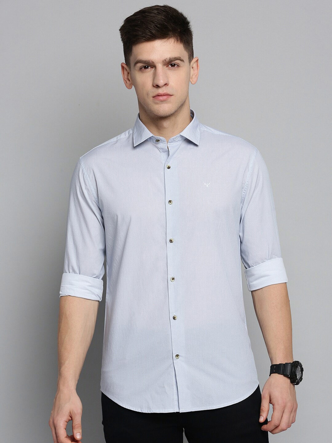 

SHOWOFF Men Classic Micro Ditsy Printed Casual Cotton Shirt, Blue