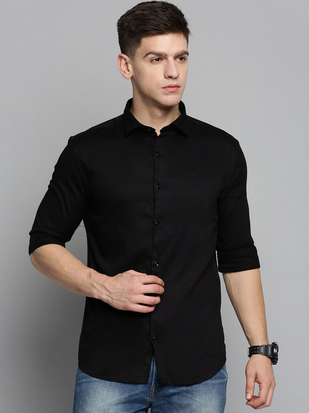 

SHOWOFF Men Comfort Casual Cotton Shirt, Black