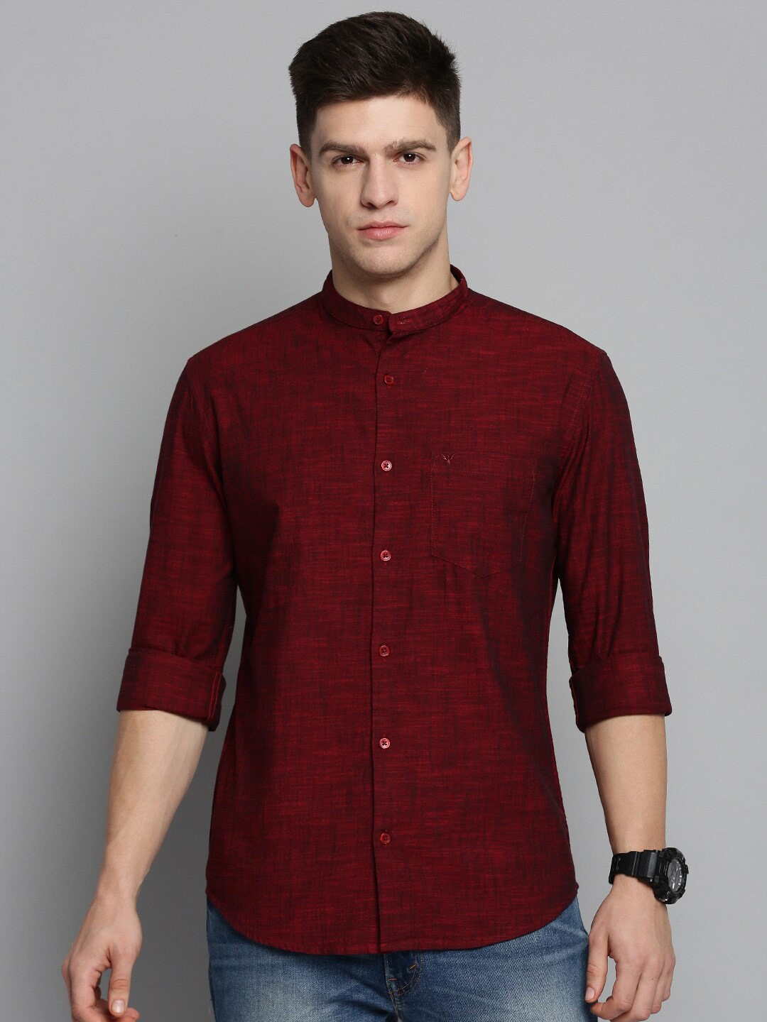 

SHOWOFF Men Classic Casual Cotton Shirt, Burgundy