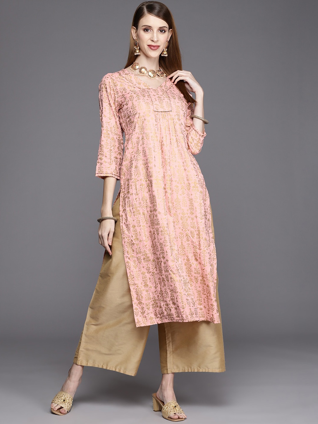 

KALINI Women Ethnic Motifs Printed Kurta, Peach