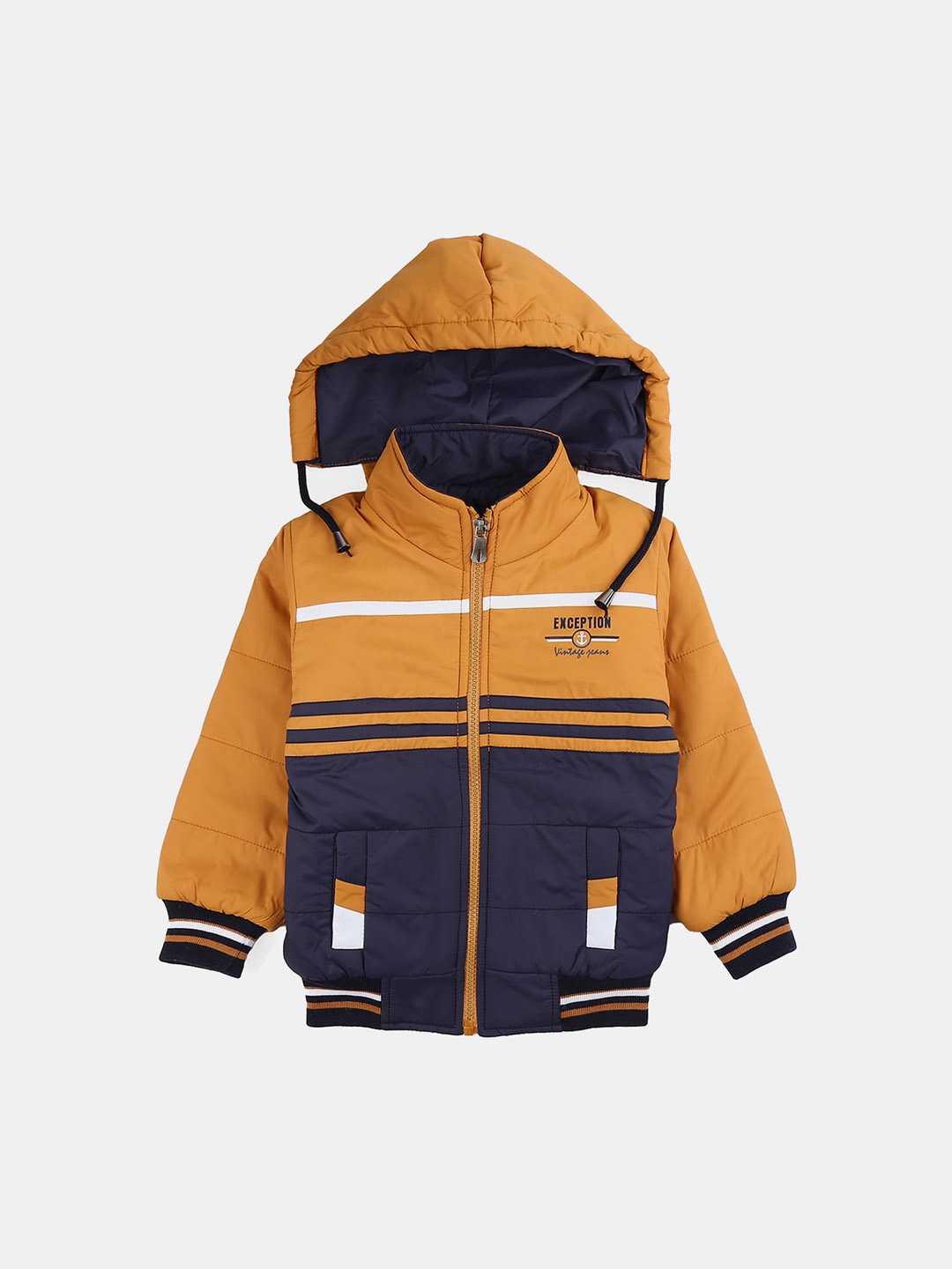 

V-Mart Boys Hooded Colourblocked Padded Jacket, Mustard