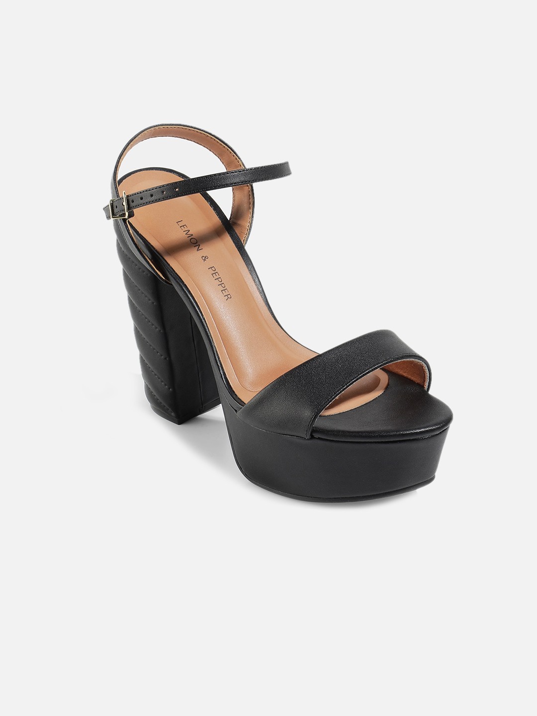 

LEMON & PEPPER Women High-Top Block Heels, Black