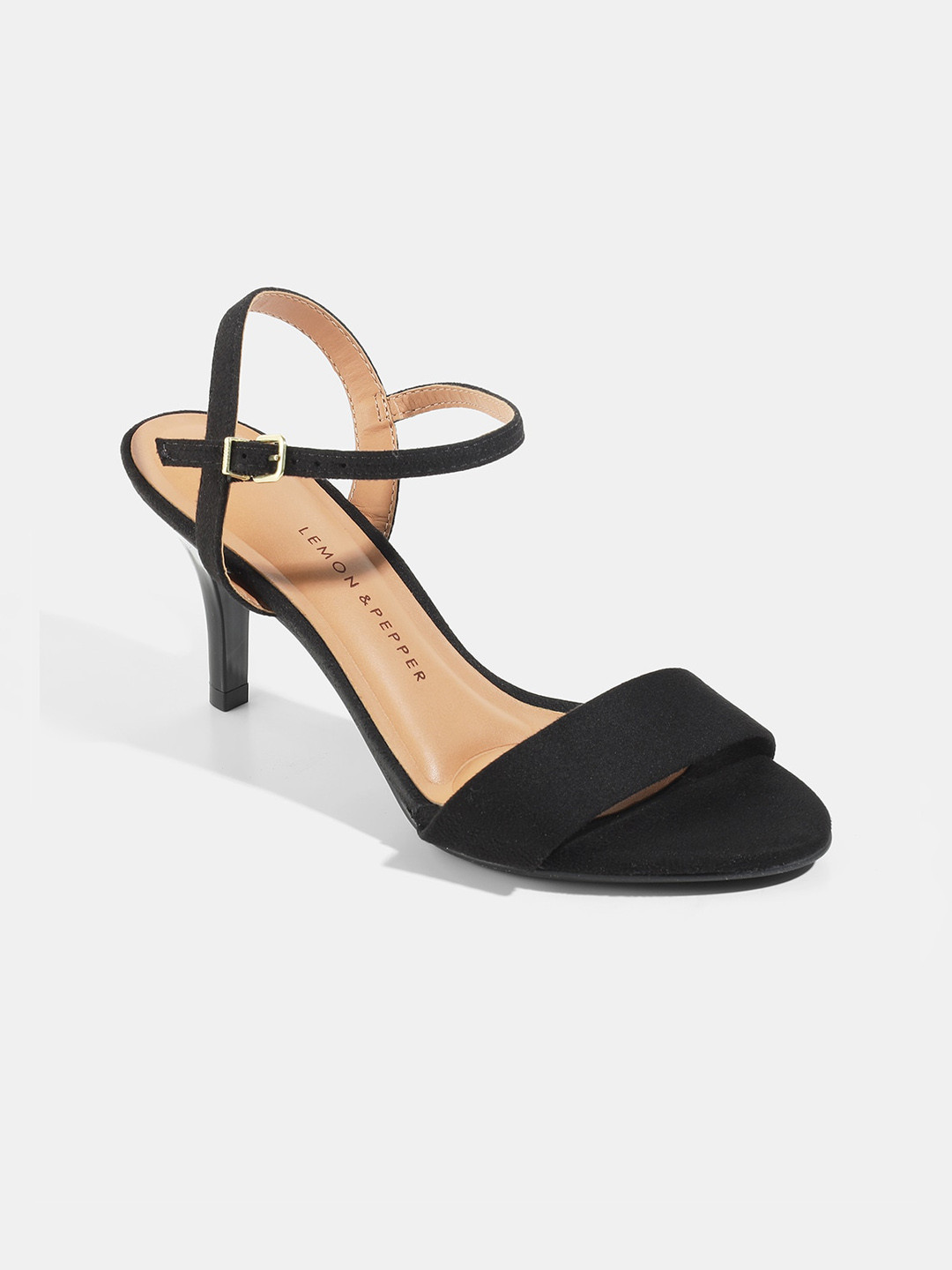 

LEMON & PEPPER Women Open Toe Stiletto Heels, Black