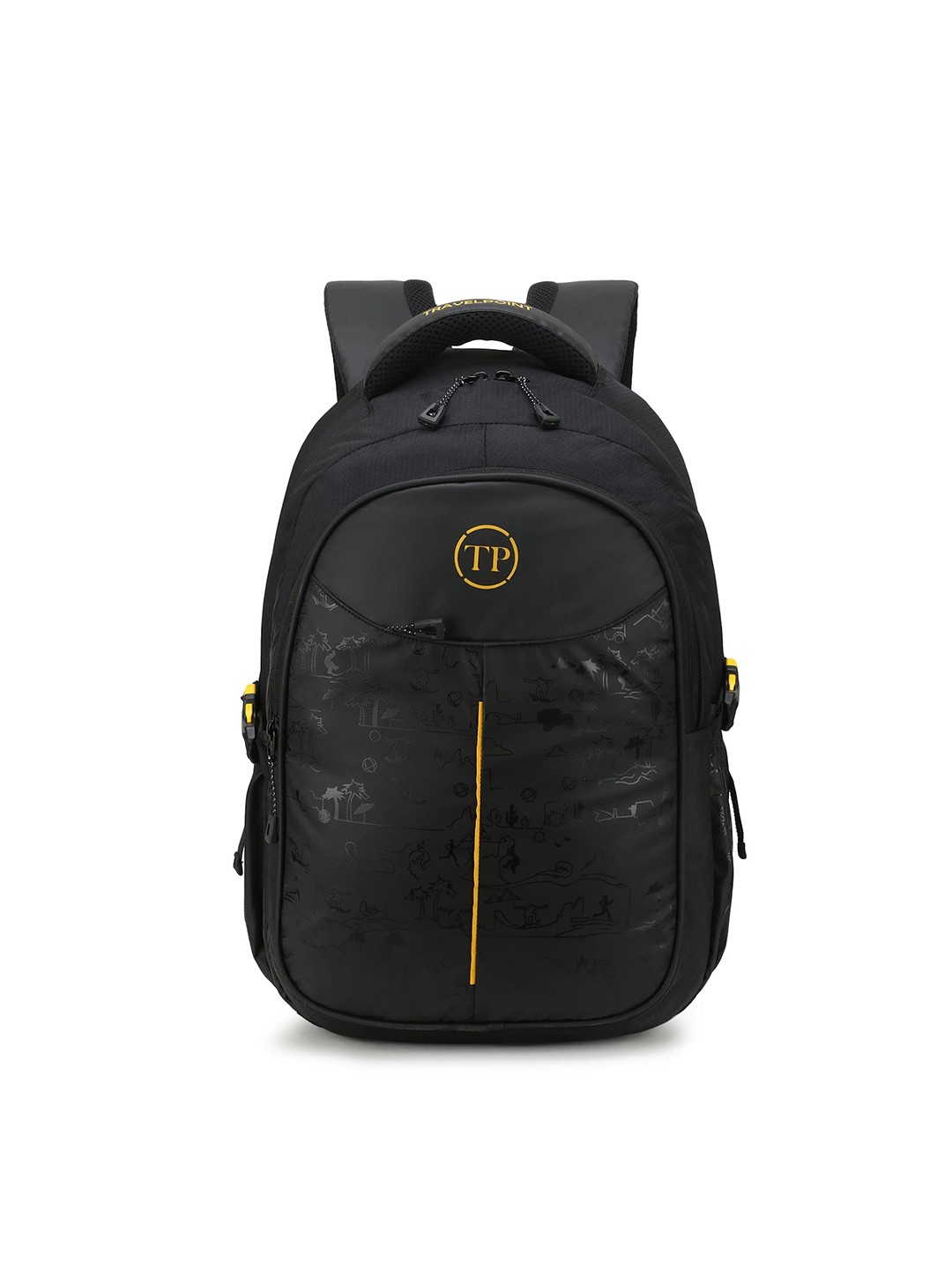 

TRAVEL POINT Brand Logo Backpack with Compression Straps, Black
