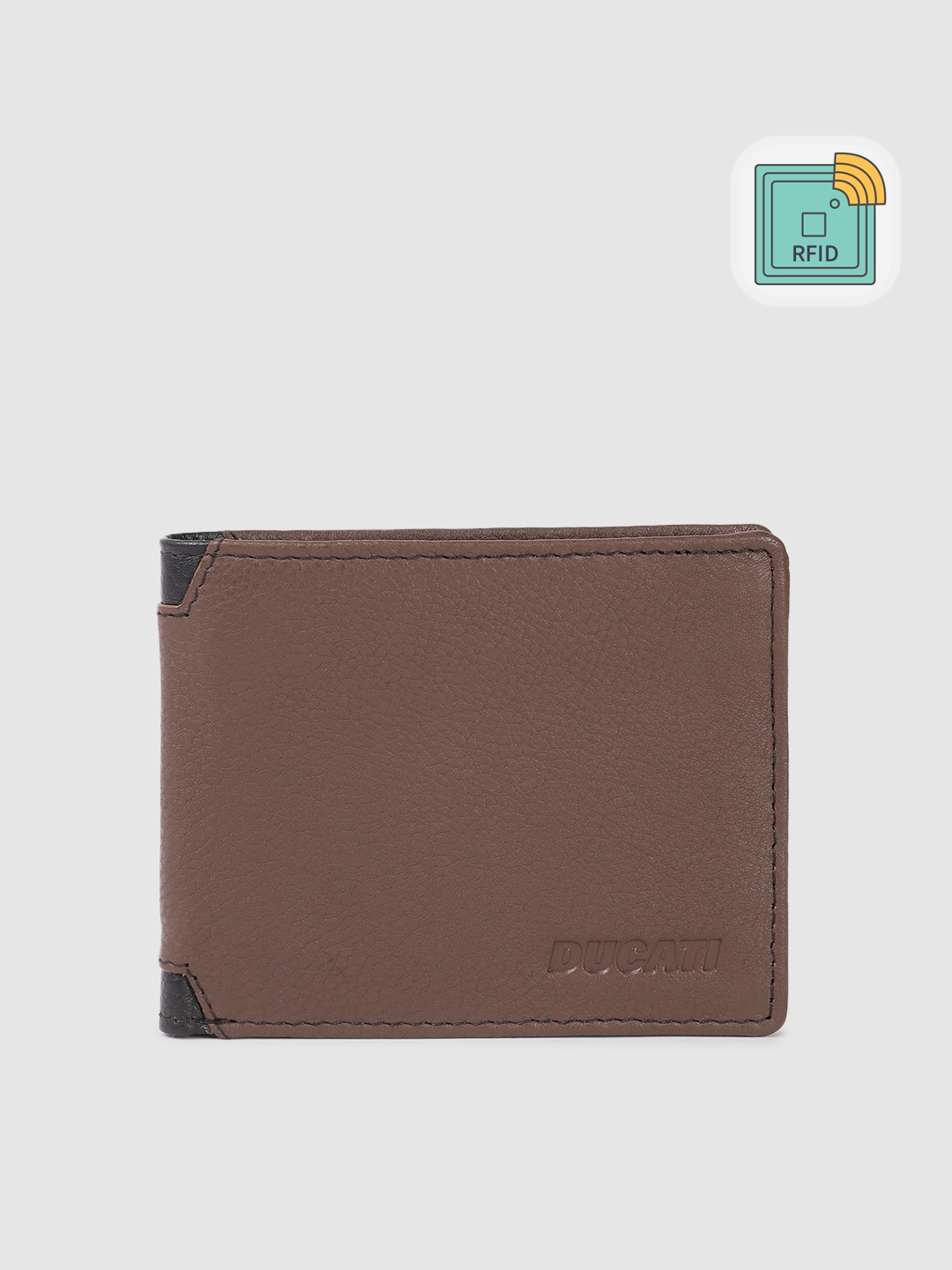 

Ducati Men Leather Two Fold Wallet With RFID, Brown