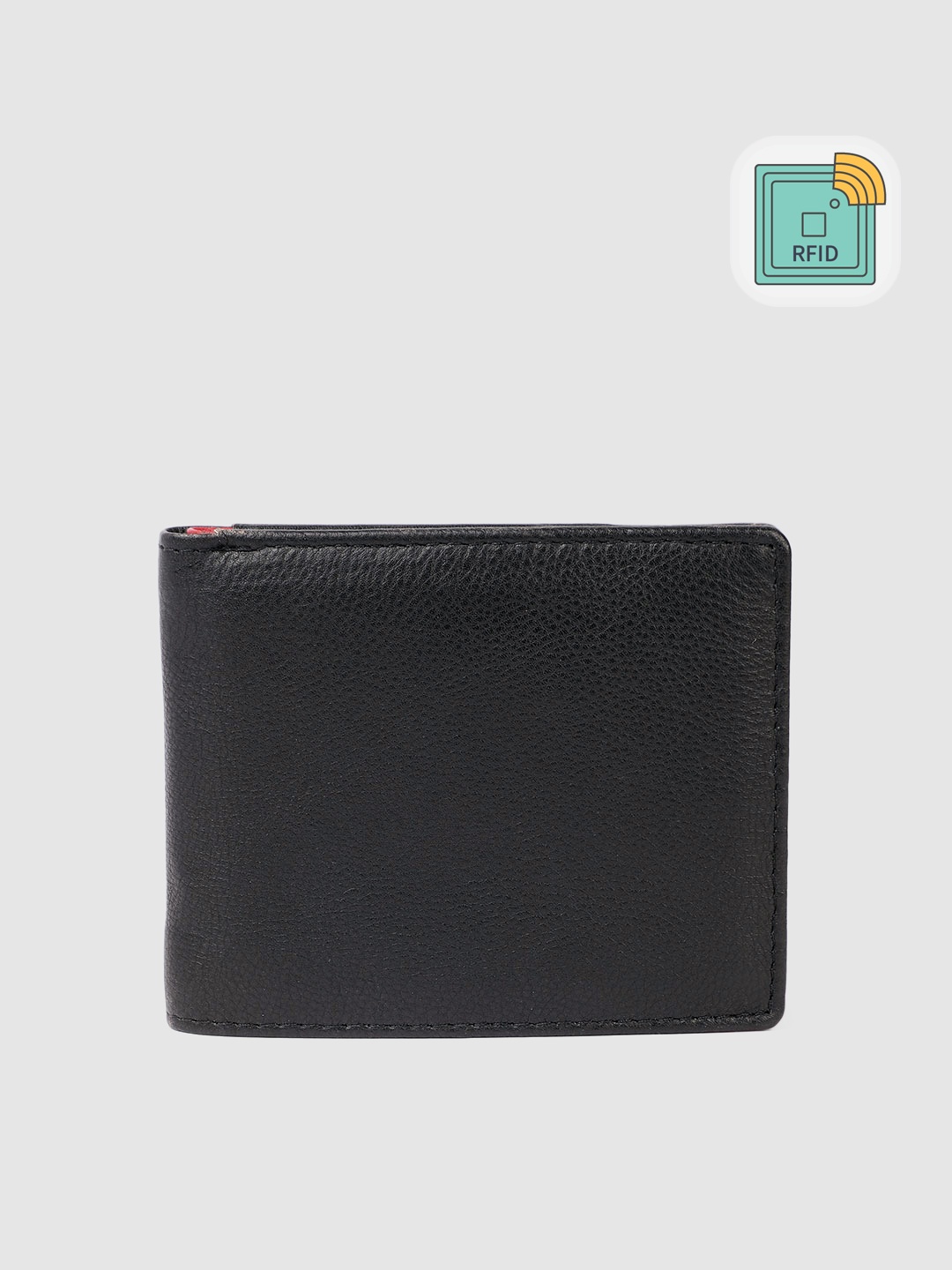 

Ducati Men Colourblocked Leather Two Fold Wallet With RFID & Brand Logo Print Detail, Black