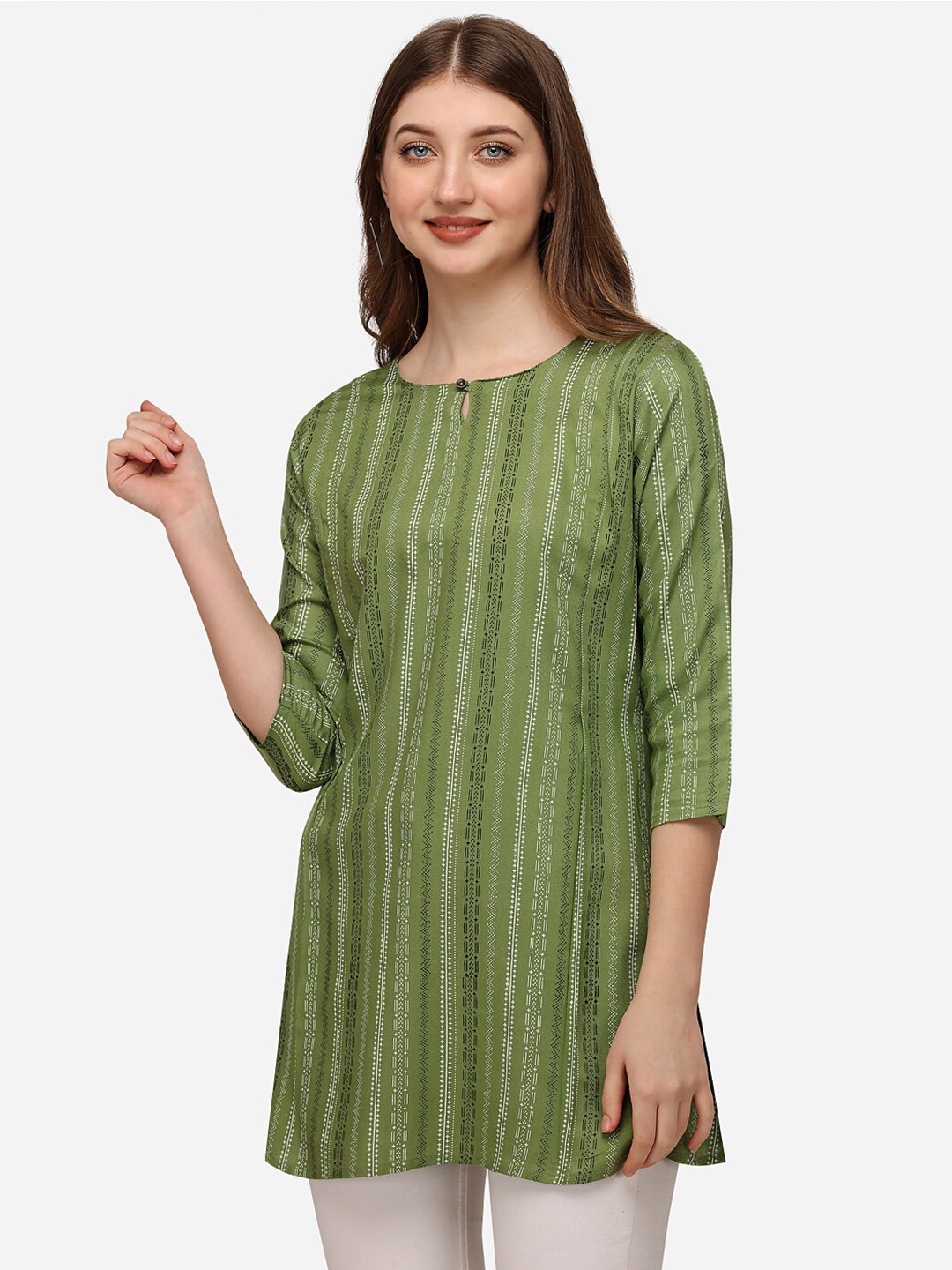 

Shiv Textiles Geometric Printed Kurti, Green