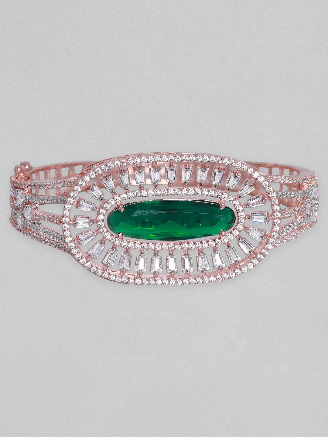 

Rubans Women Rose Gold-Plated AD-Studded Bangle-Style Bracelet, Green