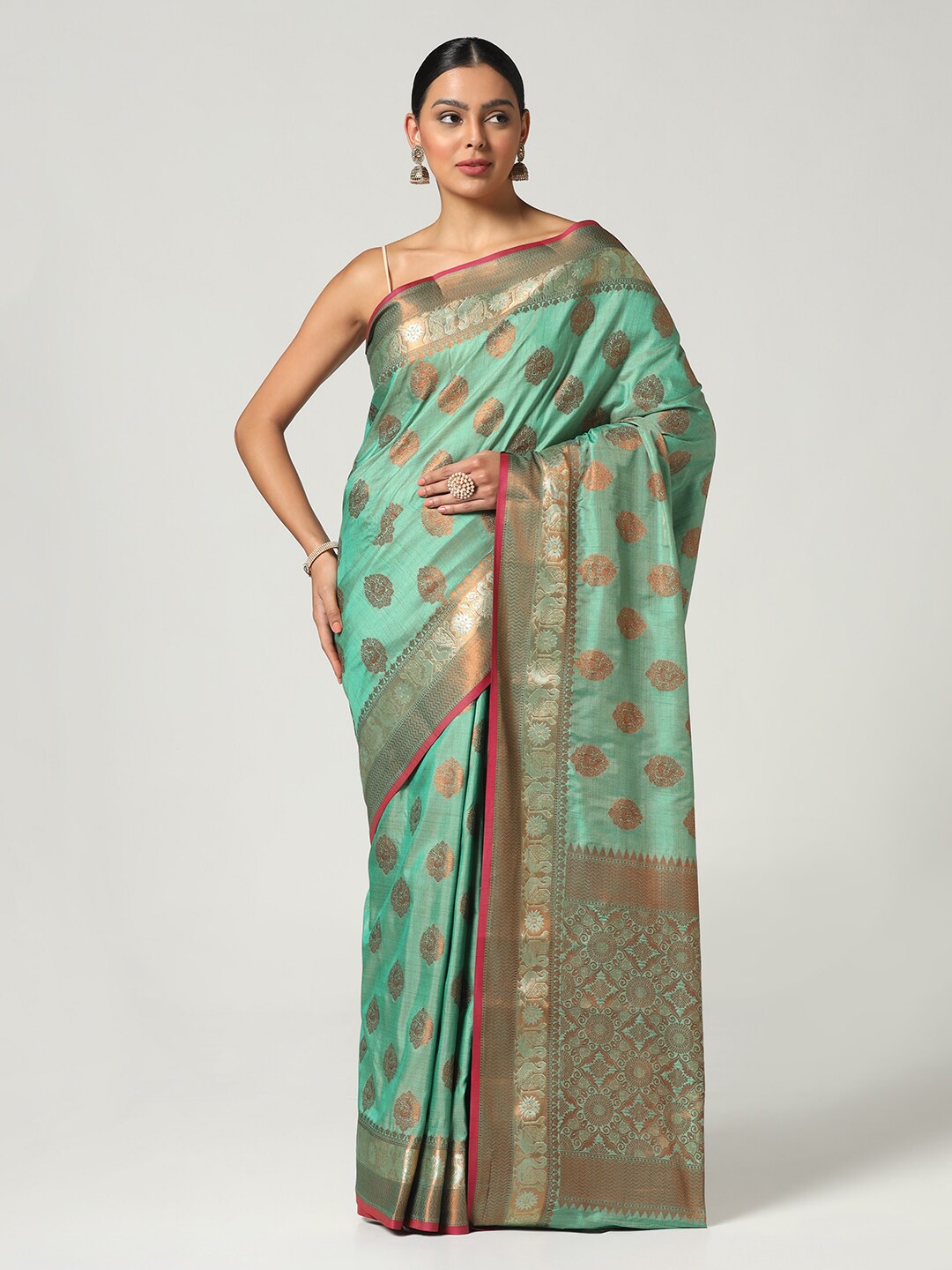 

BOMBAY SELECTIONS Woven Design Banarasi Saree, Green