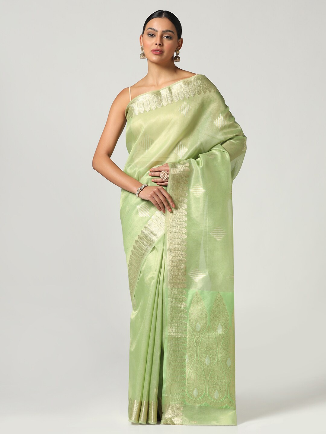 

BOMBAY SELECTIONS Woven Design Banarasi Saree, Green